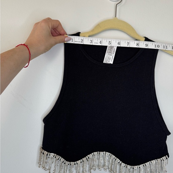 Zara Black Embellished Crop Tank Top - Picture 12 of 17